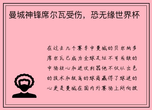 曼城神锋席尔瓦受伤，恐无缘世界杯
